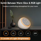 DreamSky Sound Machine for Sleep – 26 Sounds, RGB Night Light, 30 Volume Levels, USB-C Powered