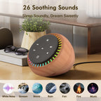 DreamSky Sound Machine for Sleep & Focus — 26 Sounds, RGB Night Light, Wood Grain