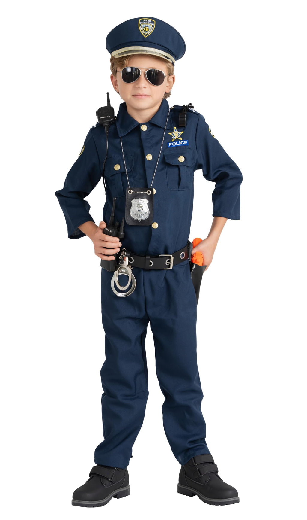Dress Up America Police Costume for Kids – Realistic Cop Uniform Set with Shirt, Pants, Hat & Accessories