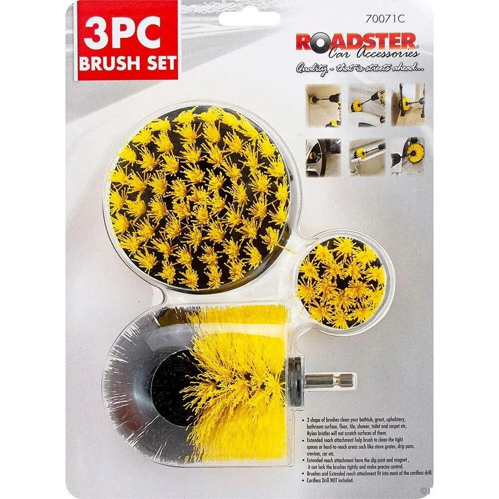 Drill Brush Valeting Detailing Car Carpet Cleaning Scrubbing Set 3pcs