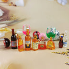 DRWATE 36 PCS Mini Wine Bottles Cake Toppers Set – 12 Mini Bottles, 5 Glasses, 21st Birthday Topper (Pink)