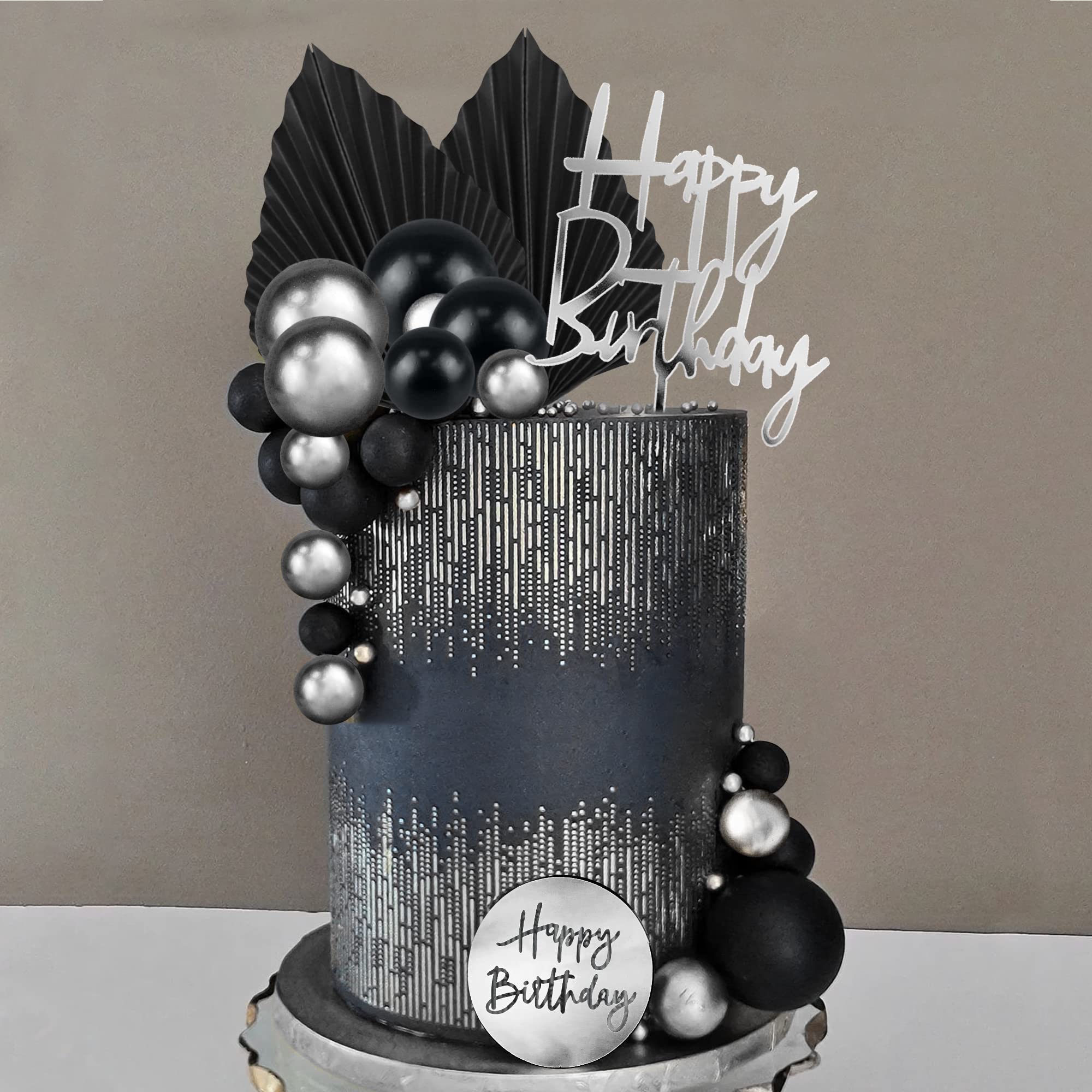 DRWATE 25pcs Acrylic Happy Birthday Cake Toppers – Numbers 0-9, Crown & Ball Shapes (Style 3)