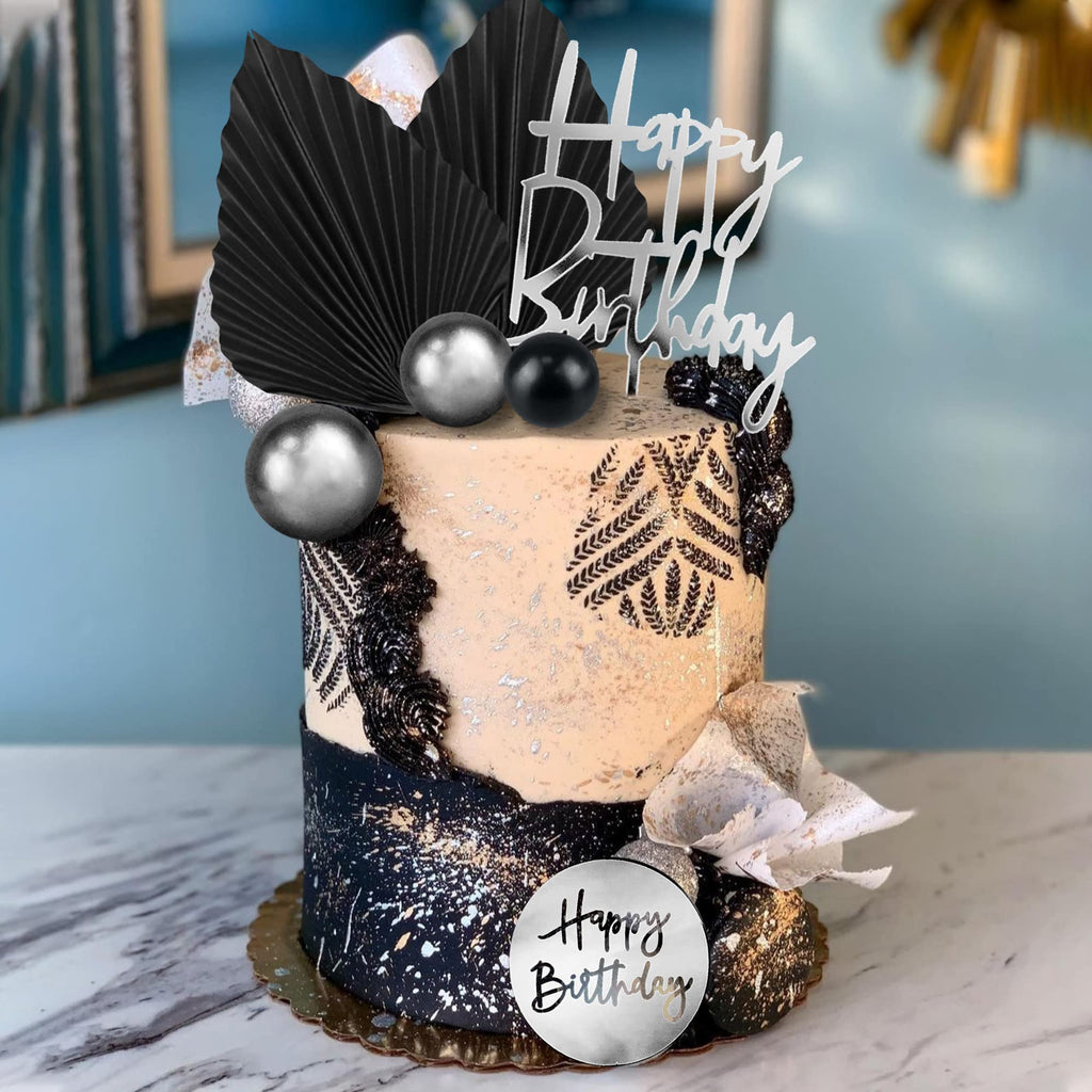 DRWATE 25pcs Acrylic Happy Birthday Cake Toppers – Numbers 0-9, Crown & Ball Shapes (Style 3)