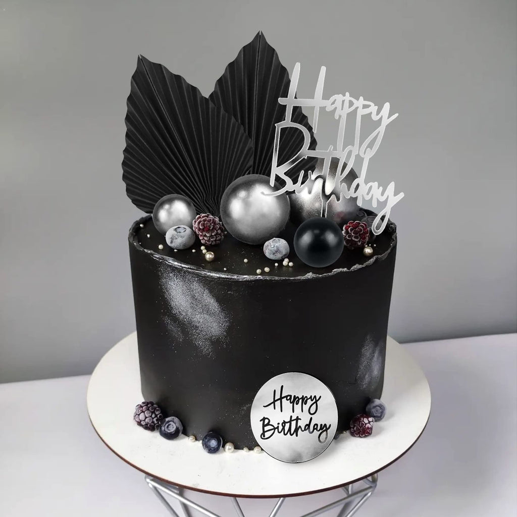 DRWATE 25pcs Acrylic Happy Birthday Cake Toppers – Numbers 0-9, Crown & Ball Shapes (Style 3)