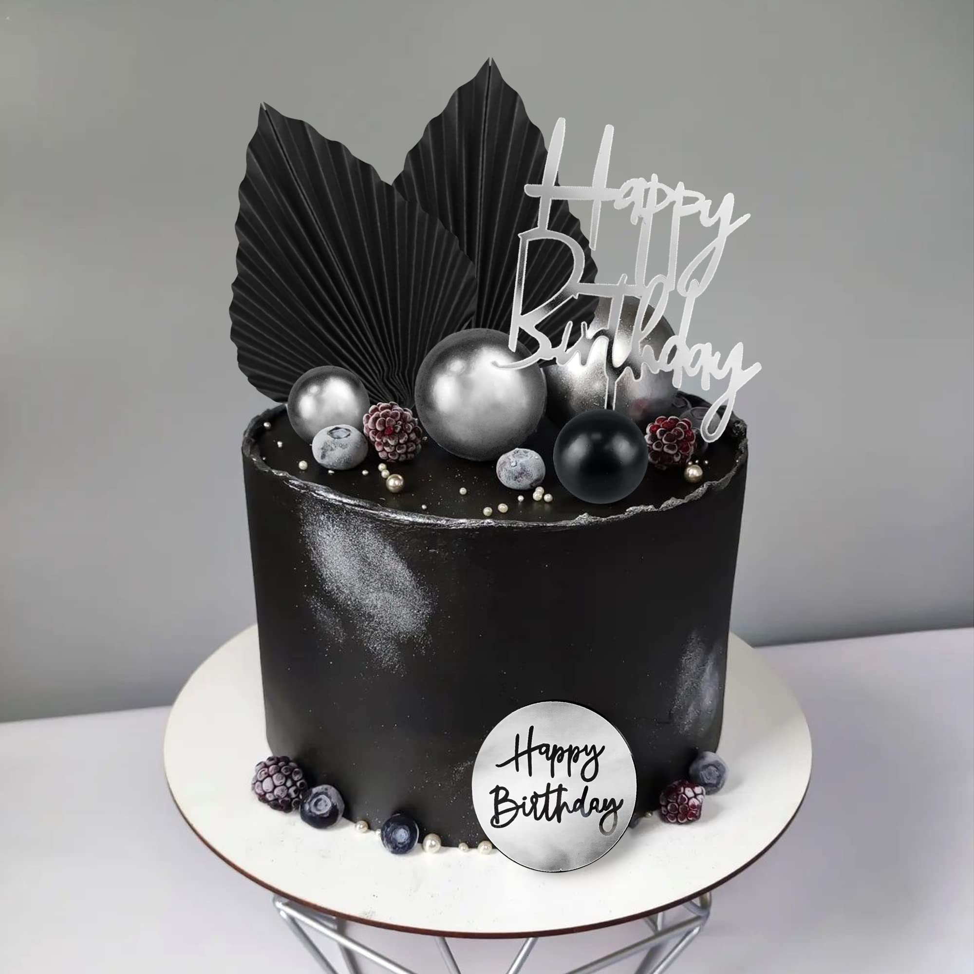 DRWATE 25pcs Acrylic Happy Birthday Cake Toppers – Numbers 0-9, Crown & Ball Shapes (Style 3)