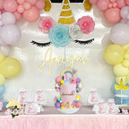 DRWATE 47 PCS Unicorn Cake Topper Set — Rainbow Butterflies & Flowers (Style 2)