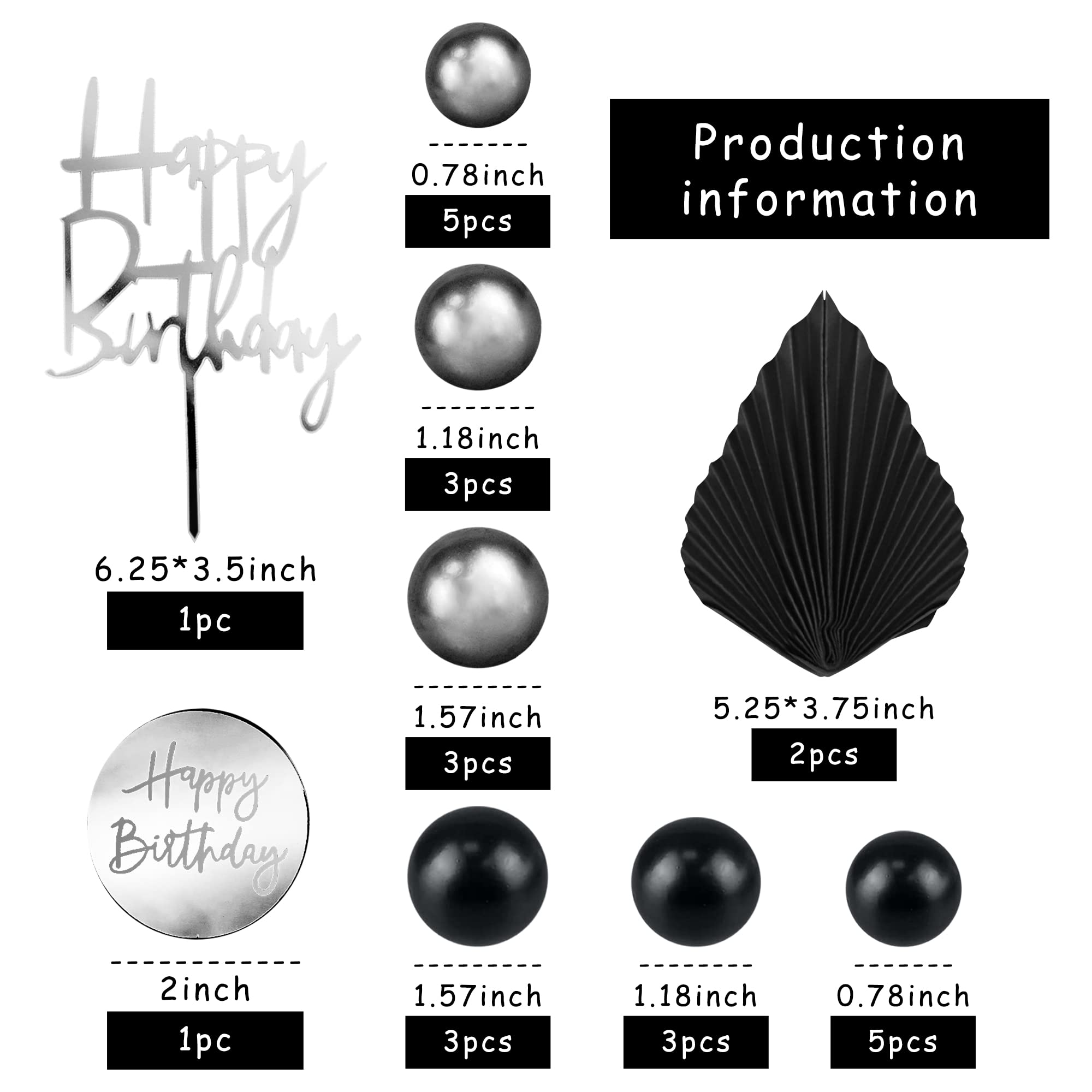 DRWATE 25pcs Acrylic Happy Birthday Cake Toppers – Numbers 0-9, Crown & Ball Shapes (Style 3)
