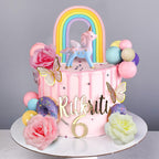 DRWATE 47 PCS Unicorn Cake Topper Set — Rainbow Butterflies & Flowers (Style 2)
