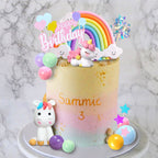DRWATE 18-Piece Unicorn Cake Topper Set – Rainbow Decorations with Rainbow Stars & Foil Firework Balls (Style 1)