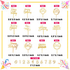 DRWATE 40-Piece Gold Happy Birthday Cake Topper – Acrylic Cake Decorations