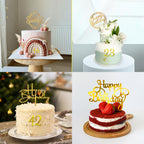 DRWATE 40-Piece Gold Happy Birthday Cake Topper – Acrylic Cake Decorations