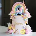 DRWATE 47 PCS Unicorn Cake Topper Set — Rainbow Butterflies & Flowers (Style 2)