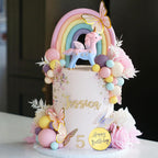 DRWATE 47 PCS Unicorn Cake Topper Set — Rainbow Butterflies & Flowers (Style 2)