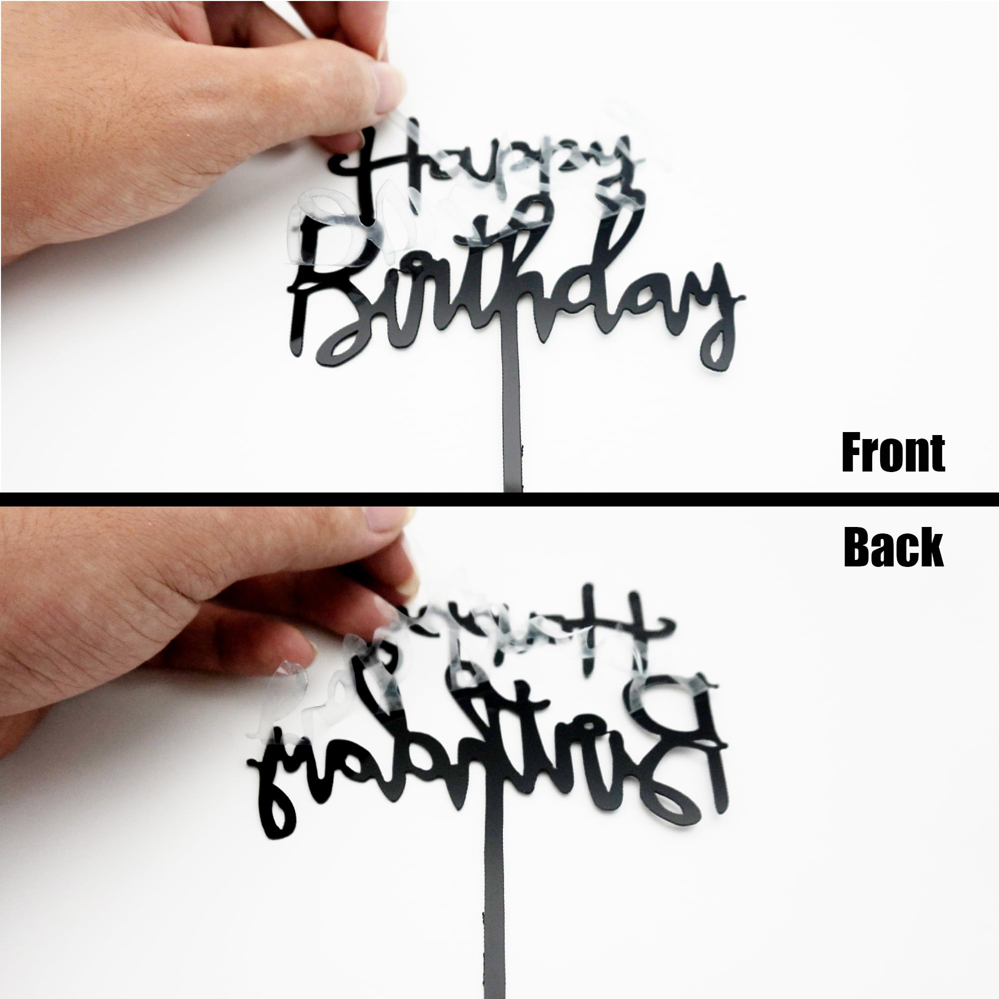 DRWATE 50 Pcs Acrylic Happy Birthday Cake Topper Set – Gold Black Pink Silver (4 Colors)