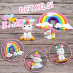 DRWATE 18-Piece Unicorn Cake Topper Set – Rainbow Decorations with Rainbow Stars & Foil Firework Balls (Style 1)