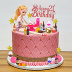 DRWATE 36 PCS Mini Wine Bottles Cake Toppers Set – 12 Mini Bottles, 5 Glasses, 21st Birthday Topper (Pink)