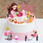 DRWATE Mini Wine Bottles Cake Toppers – 12 Bottles, 5 Glasses, 21st Birthday Topper (Brown)