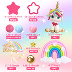 DRWATE 29 PCS Unicorn Cake Topper Set — Unicorn Rainbow Decorations for Birthday Cakes & Baby Showers