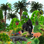 DRWATE 45 PCS Rainforest Animals, Insects & Trees Mini Figures for Cake Toppers & Party Decor