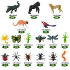 DRWATE 45 PCS Rainforest Animals, Insects & Trees Mini Figures for Cake Toppers & Party Decor