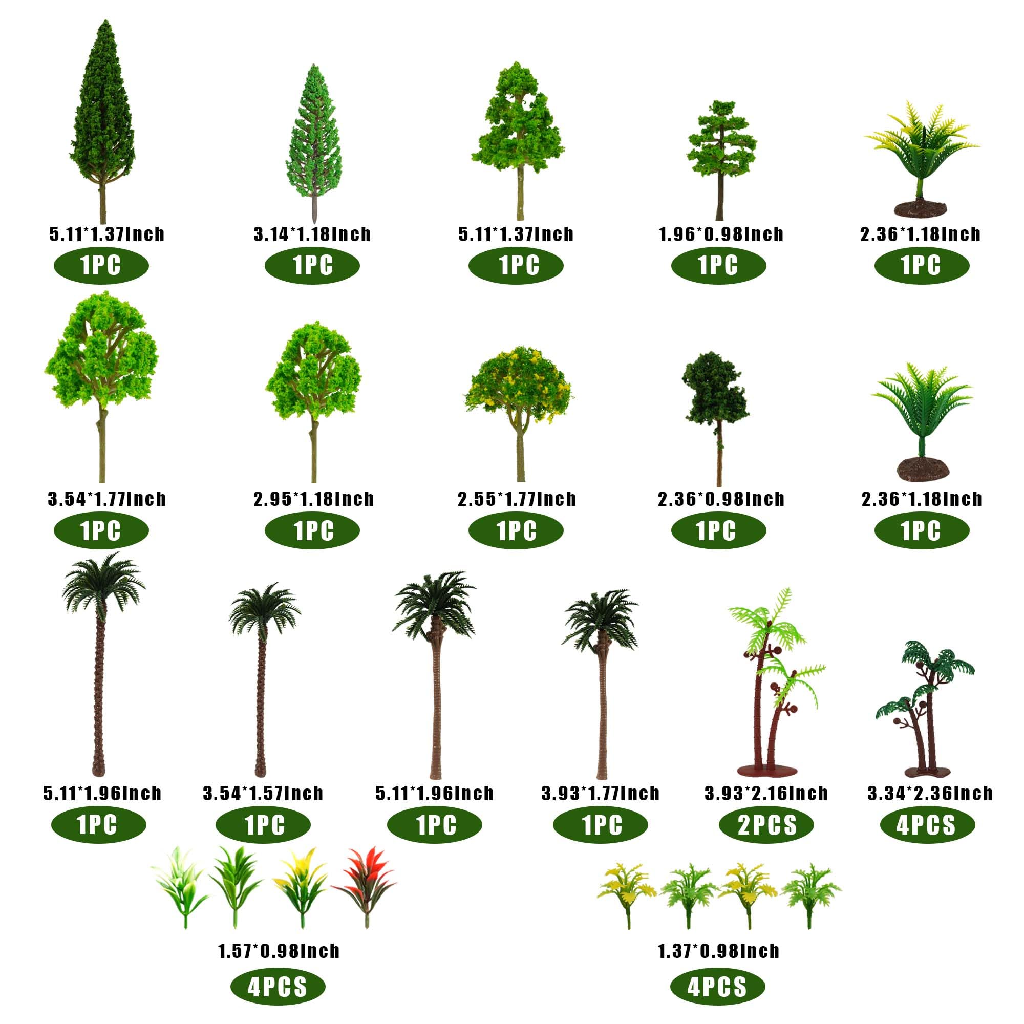 DRWATE 45 PCS Rainforest Animals, Insects & Trees Mini Figures for Cake Toppers & Party Decor