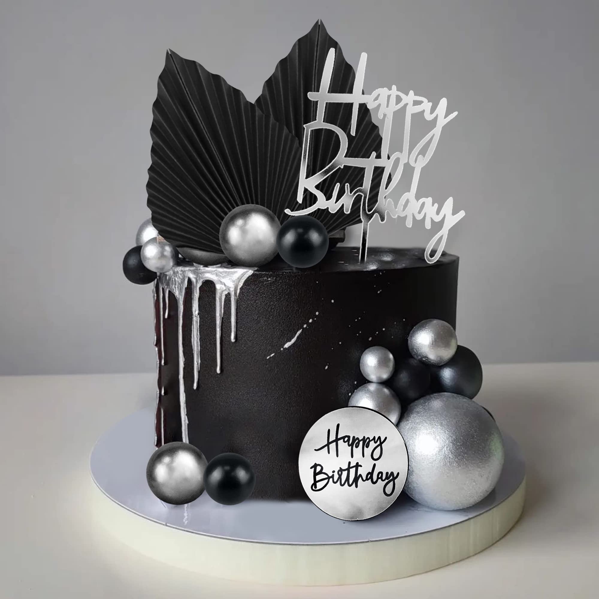 DRWATE 25pcs Acrylic Happy Birthday Cake Toppers – Numbers 0-9, Crown & Ball Shapes (Style 3)