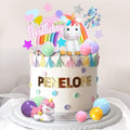 DRWATE 18-Piece Unicorn Cake Topper Set – Rainbow Decorations with Rainbow Stars & Foil Firework Balls (Style 1)