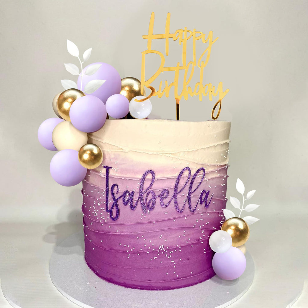 DRWATE Purple Balls Boho Grass Cake Topper – Purple, White & Gold Decor