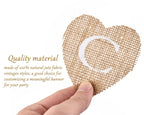 DS. DISTINCTIVE STYLE Heart Jute Burlap Cards Banner – 9x9cm for Weddings, Parties & Photo Props