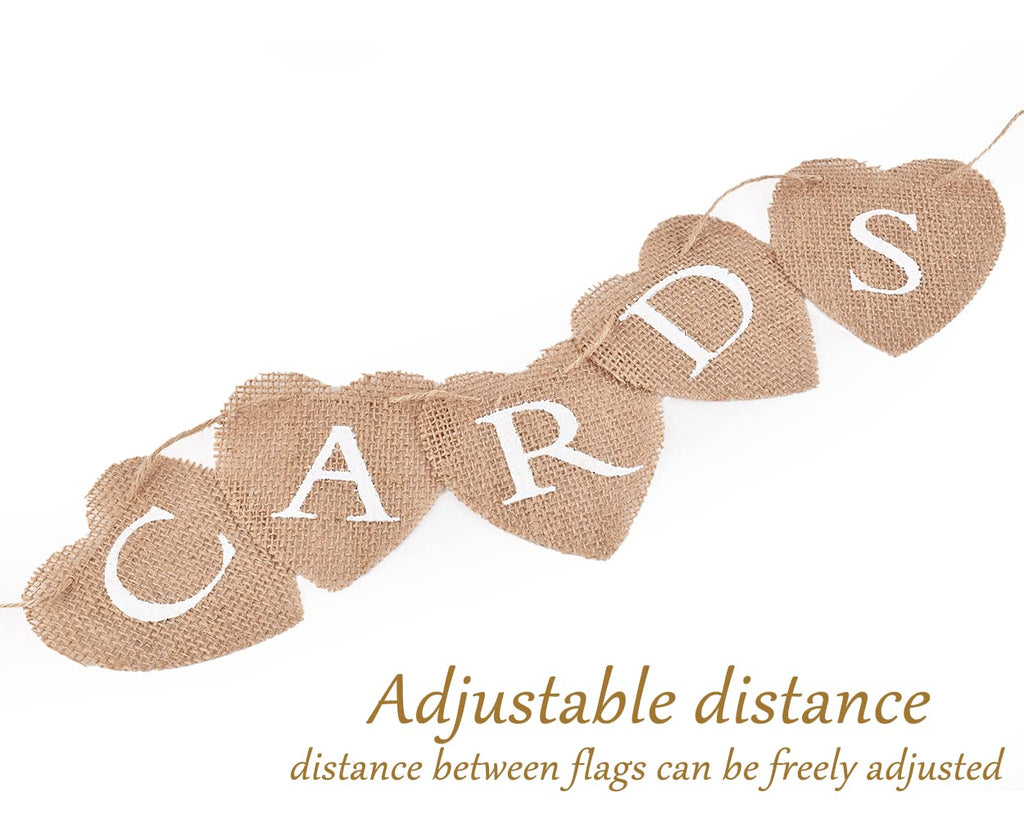 DS. DISTINCTIVE STYLE Heart Jute Burlap Cards Banner – 9x9cm for Weddings, Parties & Photo Props