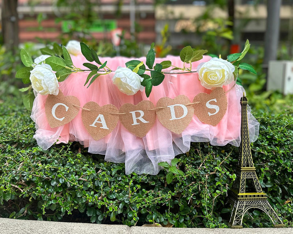 DS. DISTINCTIVE STYLE Heart Jute Burlap Cards Banner – 9x9cm for Weddings, Parties & Photo Props