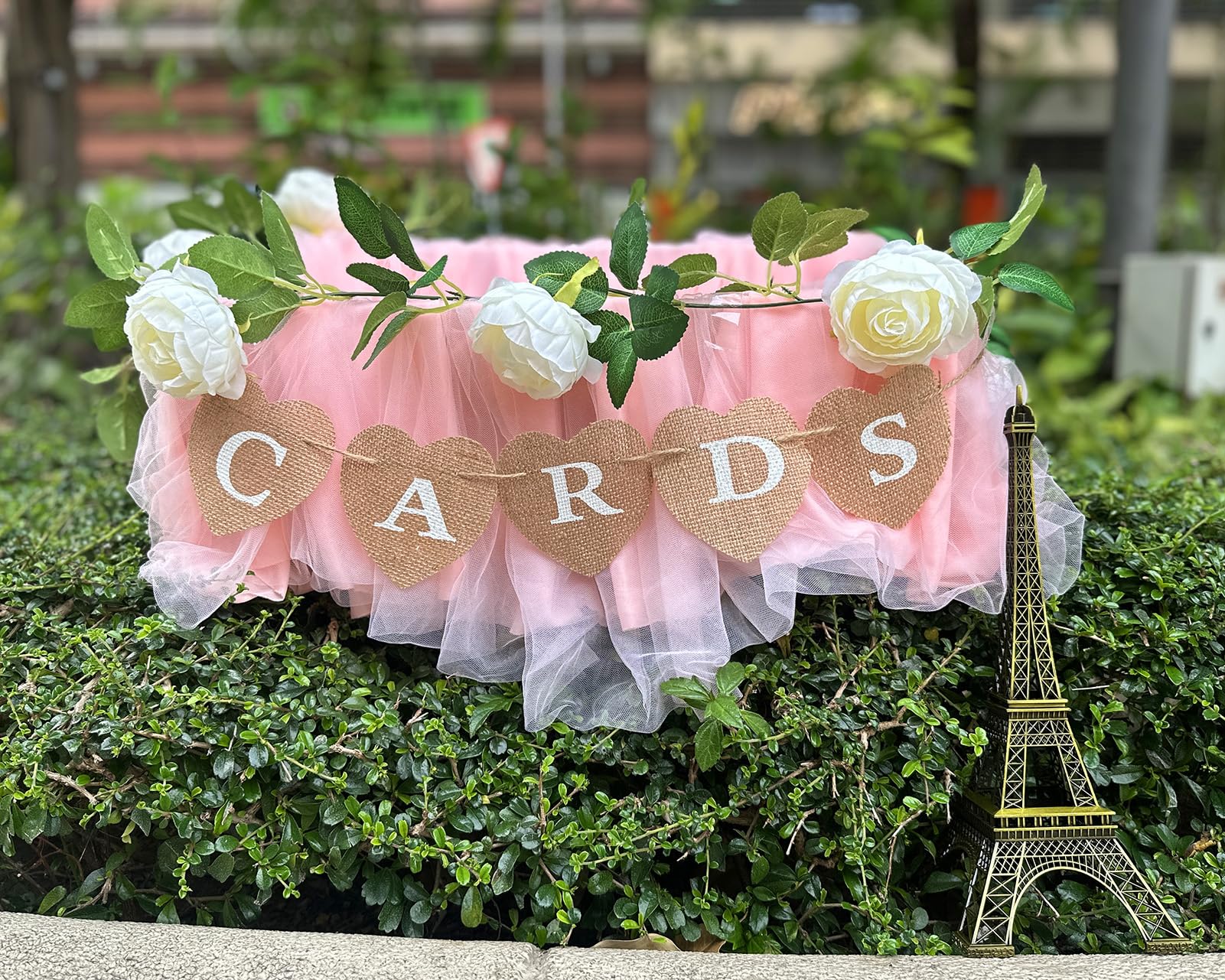 DS. DISTINCTIVE STYLE Heart Jute Burlap Cards Banner – 9x9cm for Weddings, Parties & Photo Props