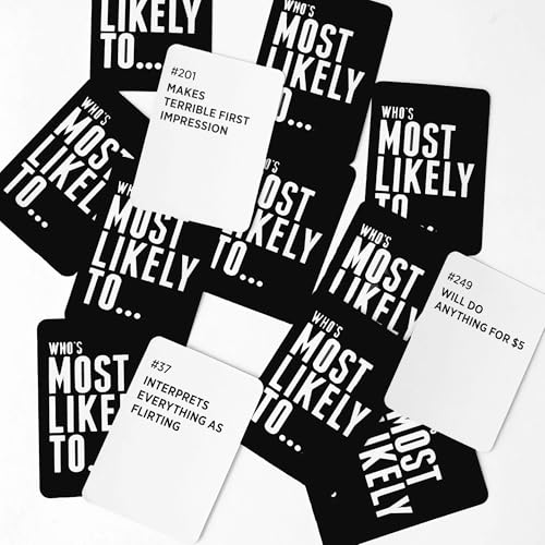 DSS Games | Who's Most Likely To: Kinda Clean Family Edition – 250 Prompt Cards | Party Game for Adults & Teens