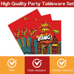 DTDO 96-Piece Super Theme Hero Plates Set | Disposable Birthday Dinnerware for Kids (Serves 24)