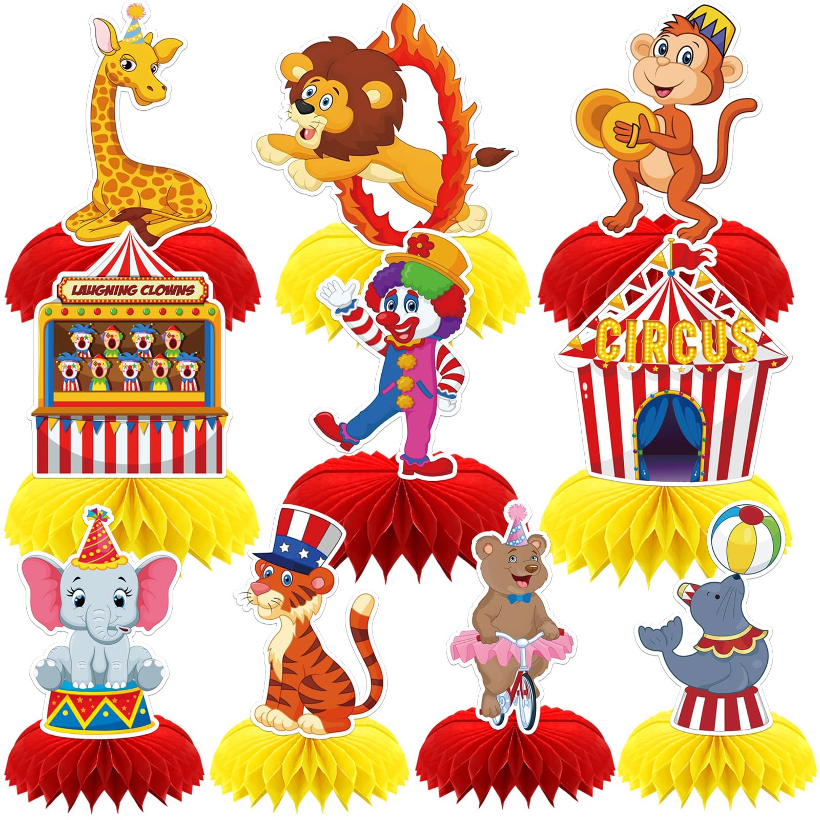 DTOFOOT 10Pcs Carnival Honeycomb Centerpieces – Circus Theme Table Decorations