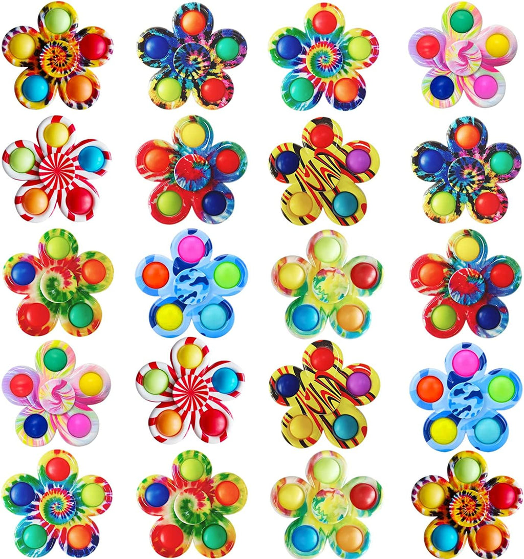 DUBANJOWE 20 Pcs Pop Bubble Fidget Spinner Set – Party Favors, Classroom Prizes, Gifts