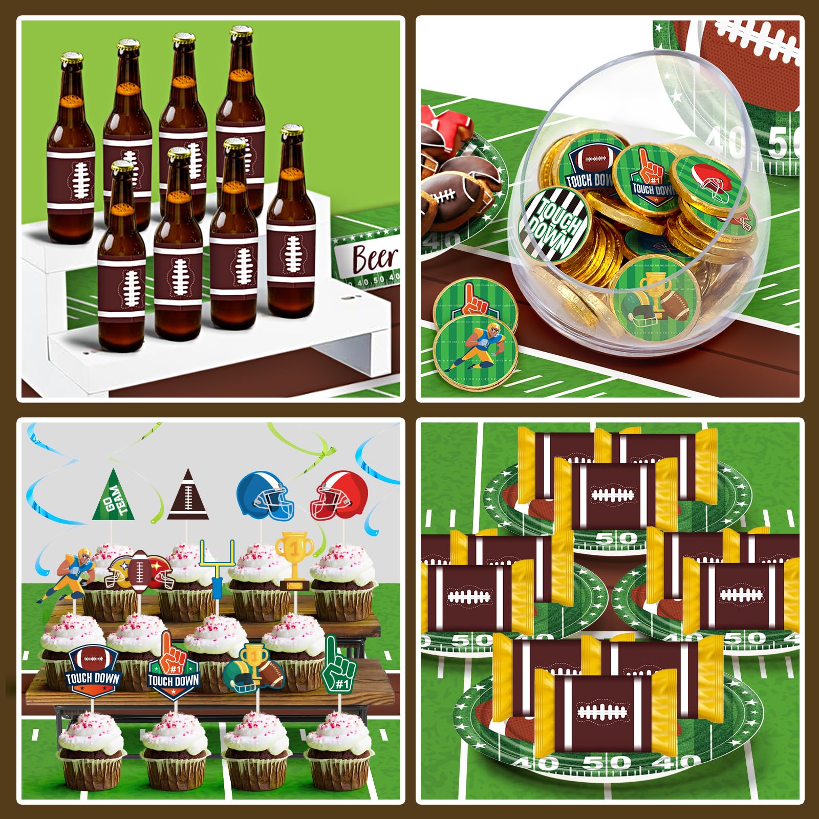 Duchong 168 Pcs Football Party Decorations – Gameday Tableware, Balloons & Banner