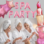 DUFACAI Spa Party Decorations - 46 Pcs Balloons, Fringe Curtain, Lipstick Balloon, Pink Spa Party Supplies