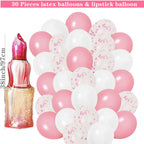 DUFACAI Spa Party Decorations - 46 Pcs Balloons, Fringe Curtain, Lipstick Balloon, Pink Spa Party Supplies