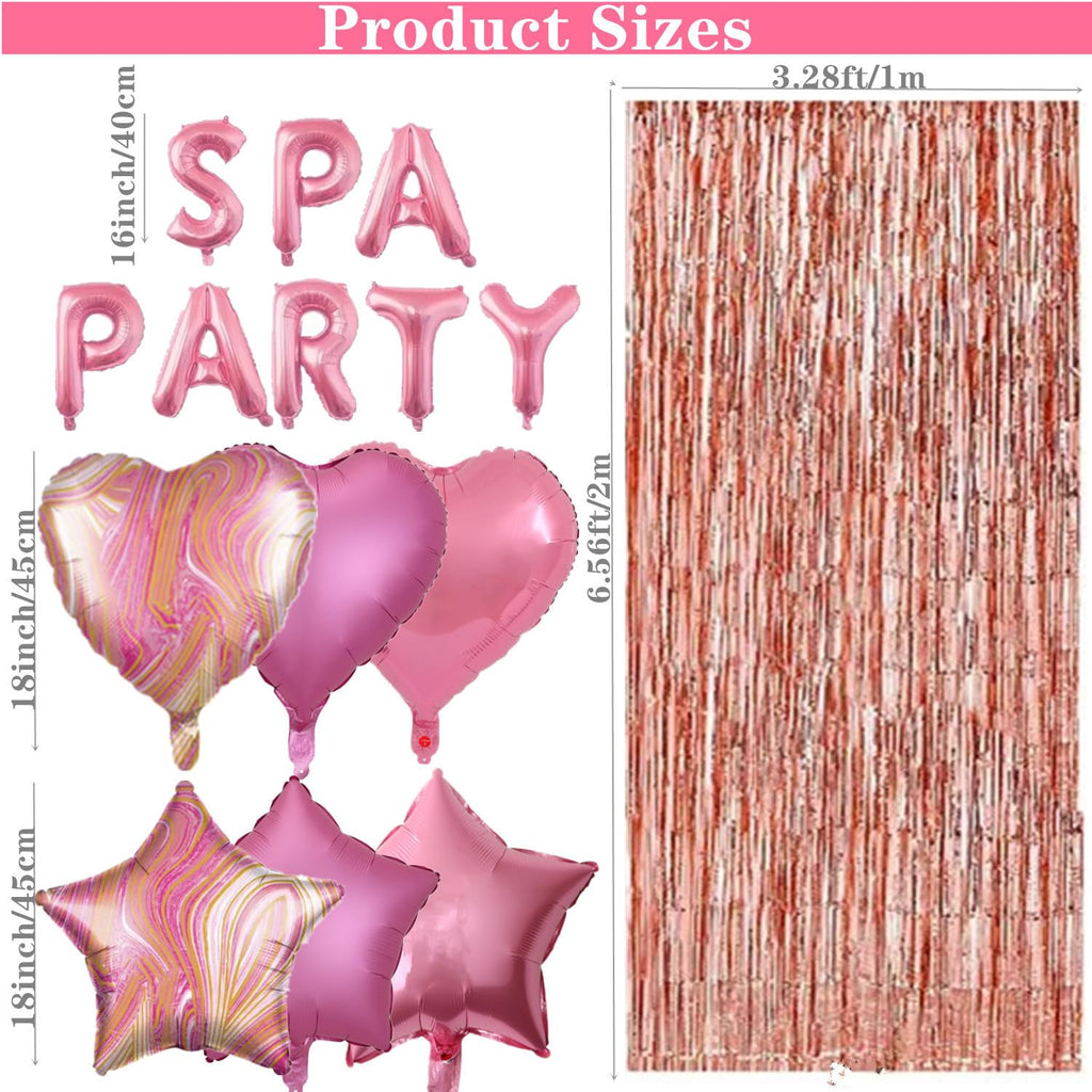 DUFACAI Spa Party Decorations - 46 Pcs Balloons, Fringe Curtain, Lipstick Balloon, Pink Spa Party Supplies