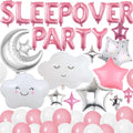 DUFACAI 47-Piece Sleepover Party Banner Kit – Pink Balloons, Moon & Star Decor