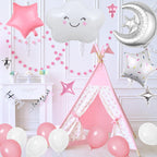 DUFACAI 47-Piece Sleepover Party Banner Kit – Pink Balloons, Moon & Star Decor