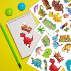 DUJAA 24 Sheets Dinosaur Stickers – Kids Party Favors & Classroom Rewards