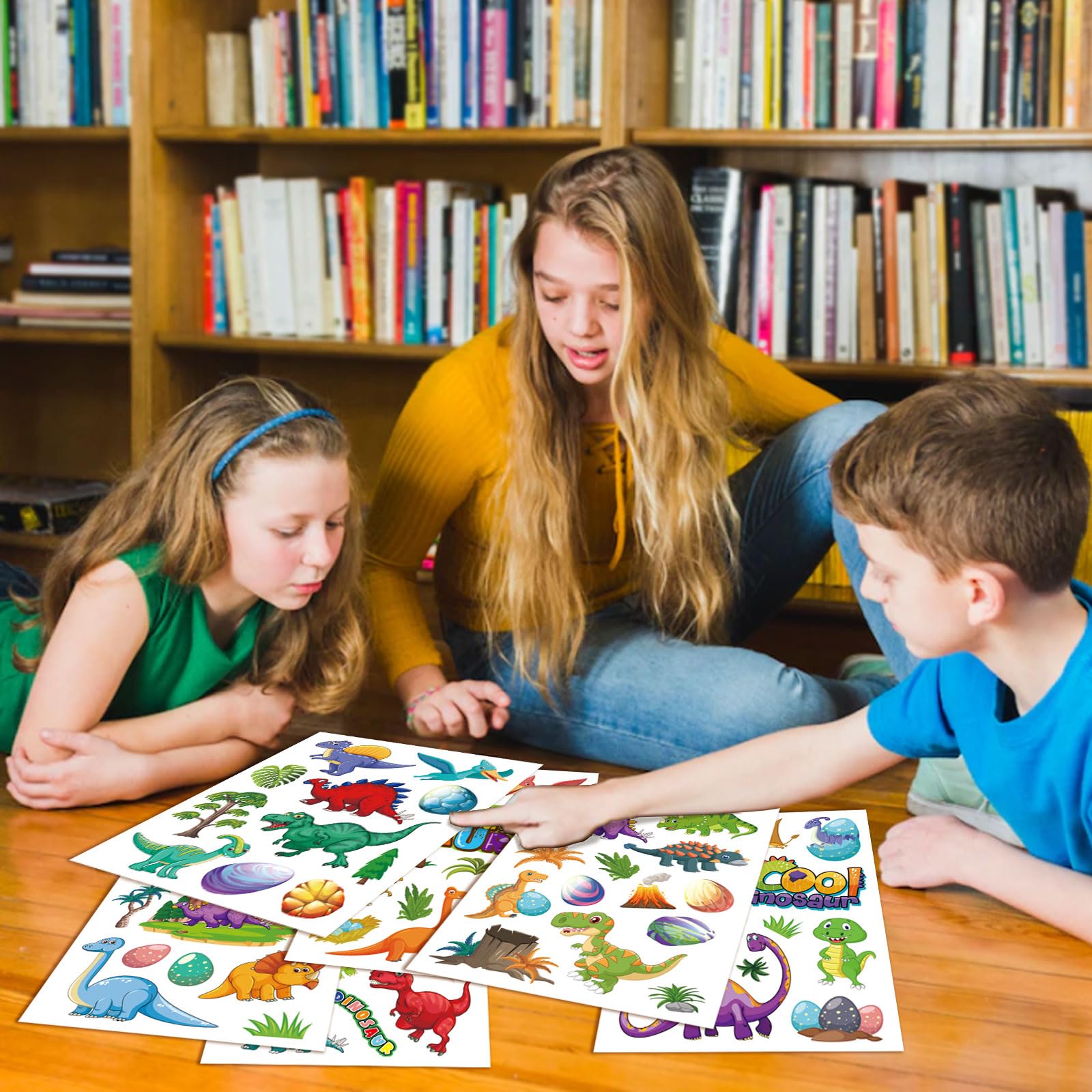 DUJAA 24 Sheets Dinosaur Stickers – Kids Party Favors & Classroom Rewards