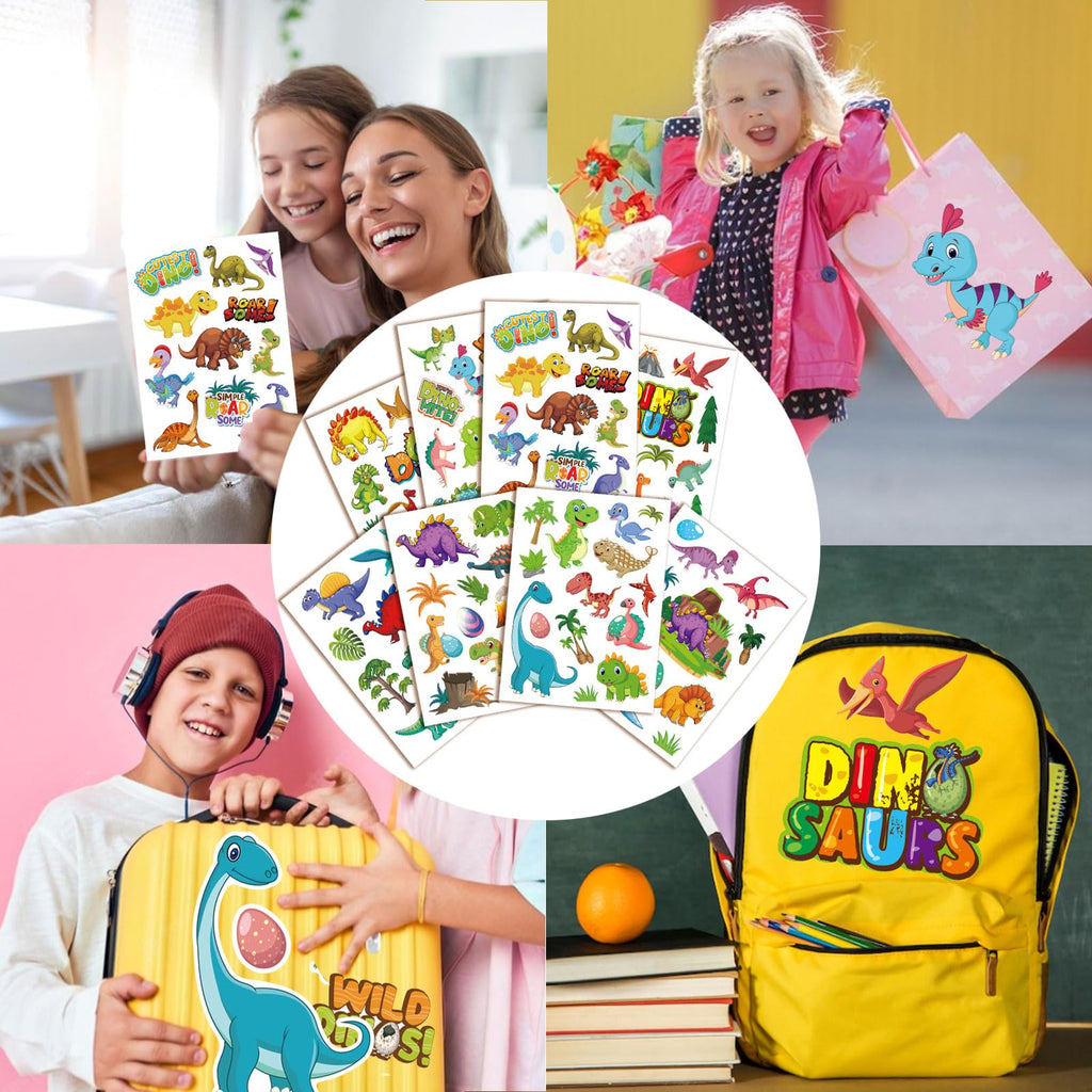 DUJAA 24 Sheets Dinosaur Stickers – Kids Party Favors & Classroom Rewards