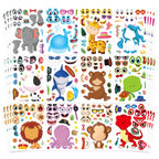 DUJAA 48 Sheets Make-a-Face Stickers for Kids – Mix & Match Animal Theme Party Favors
