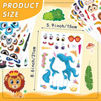 DUJAA 48 Sheets Make-a-Face Stickers for Kids – Mix & Match Animal Theme Party Favors