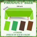 Dunzoom 4 Pack Green & Brown Pixel Gaming Tablecloths – 54 x 108 in Disposable Plastic Table Cover