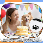 Dunzoom 4 Pack Puppy Paw Print Tablecloth – 54 x 108 in Disposable Plastic Table Cover (Blue Red Yellow)