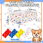 Dunzoom 4 Pack Puppy Paw Print Tablecloths – 54 x 108 in Disposable PE Pet Table Cover